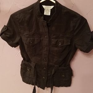 Button up top with fabric belt